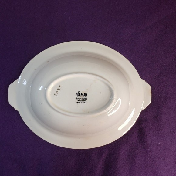 Vintage Steubenville "Sandra" Serving Bowl USA Sailboat Palm Trees Art Deco - Picture 2 of 6